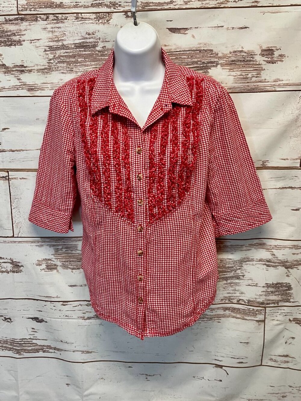 Anthropologie Pilcro Pin Tuck Half -Sleeve Button Down Shirt - Picture 3 of 8